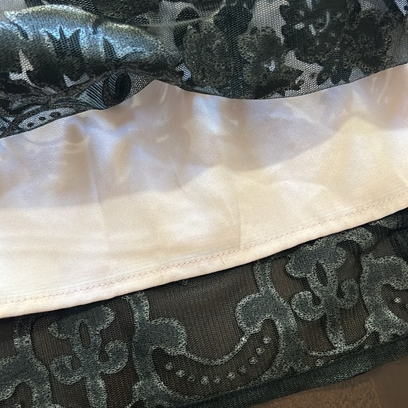 Ricki’s, Size 4, Beautiful Cream Lined, Black Mesh And Faux Velvet Overlay - Picture 3 of 10